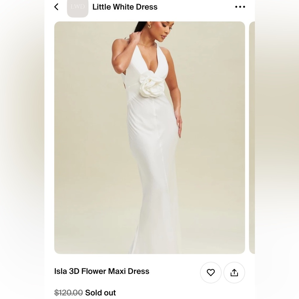 Little White Dress Isla 3D Flower Maxi Dress